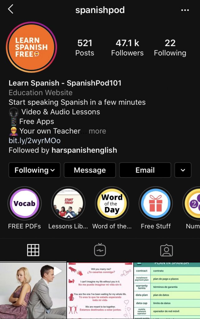 صفحه اینستاگرام برای یادگیری زبان اسپانیایی -پادکست آموزش اسپانیایی